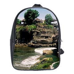 Tanah Lot Bali Indonesia School Bag (large) by Nexatart