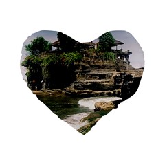 Tanah Lot Bali Indonesia Standard 16  Premium Flano Heart Shape Cushions by Nexatart