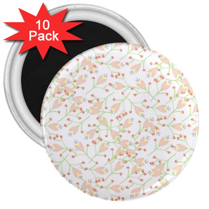 Small Floral Flowers Pattern  3  Magnets (10 pack) 