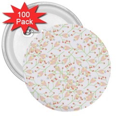 Small Floral Flowers Pattern  3  Buttons (100 pack) 