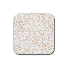 Small Floral Flowers Pattern  Rubber Coaster (Square) 