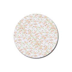 Small Floral Flowers Pattern  Rubber Round Coaster (4 Pack)  by paulaoliveiradesign