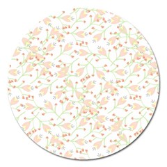 Small Floral Flowers Pattern  Magnet 5  (round) by paulaoliveiradesign