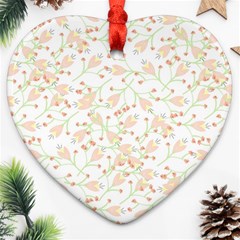 Small Floral Flowers Pattern  Heart Ornament (two Sides)