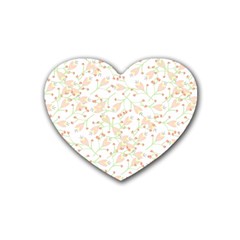 Small Floral Flowers Pattern  Rubber Coaster (Heart) 