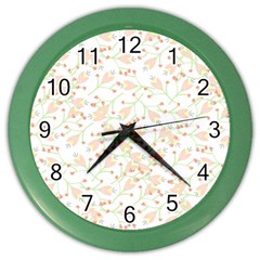 Small Floral Flowers Pattern  Color Wall Clocks