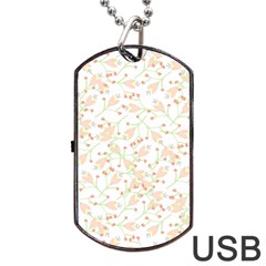 Small Floral Flowers Pattern  Dog Tag Usb Flash (one Side) by paulaoliveiradesign