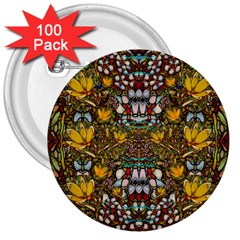 Fantasy Forest And Fantasy Plumeria In Peace 3  Buttons (100 Pack)  by pepitasart