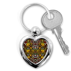 Fantasy Forest And Fantasy Plumeria In Peace Key Chains (heart)  by pepitasart