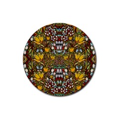 Fantasy Forest And Fantasy Plumeria In Peace Rubber Coaster (round)  by pepitasart