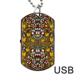 Fantasy Forest And Fantasy Plumeria In Peace Dog Tag Usb Flash (two Sides) by pepitasart