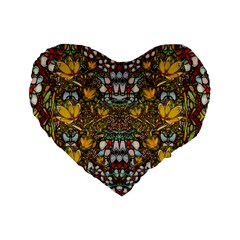 Fantasy Forest And Fantasy Plumeria In Peace Standard 16  Premium Flano Heart Shape Cushions by pepitasart