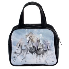 Awesome Running Horses In The Snow Classic Handbags (2 Sides) by FantasyWorld7