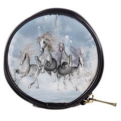 Awesome Running Horses In The Snow Mini Makeup Bags by FantasyWorld7