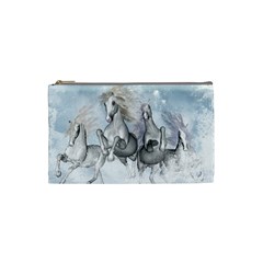 Awesome Running Horses In The Snow Cosmetic Bag (small)  by FantasyWorld7