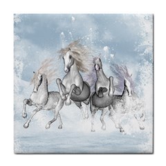 Awesome Running Horses In The Snow Tile Coasters by FantasyWorld7