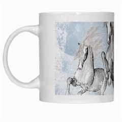 Awesome Running Horses In The Snow White Mugs by FantasyWorld7