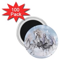 Awesome Running Horses In The Snow 1 75  Magnets (100 Pack)  by FantasyWorld7