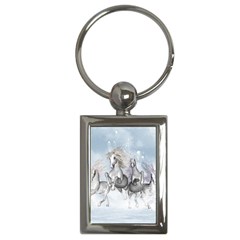 Awesome Running Horses In The Snow Key Chains (rectangle)  by FantasyWorld7