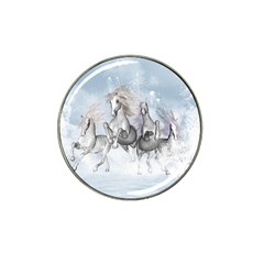 Awesome Running Horses In The Snow Hat Clip Ball Marker by FantasyWorld7