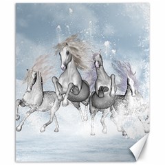 Awesome Running Horses In The Snow Canvas 8  X 10  by FantasyWorld7