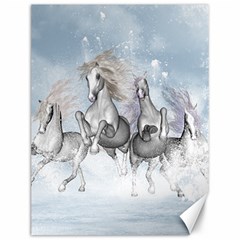 Awesome Running Horses In The Snow Canvas 12  X 16   by FantasyWorld7