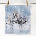 Awesome Running Horses In The Snow Face Towel Front