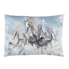 Awesome Running Horses In The Snow Pillow Case by FantasyWorld7