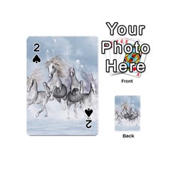 Awesome Running Horses In The Snow Playing Cards 54 (mini)  by FantasyWorld7