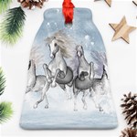 Awesome Running Horses In The Snow Ornament (Bell) Front