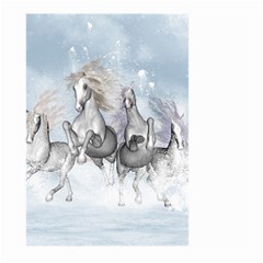 Awesome Running Horses In The Snow Large Garden Flag (two Sides) by FantasyWorld7