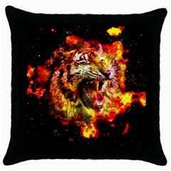 Fire Tiger Throw Pillow Case (black) by stockimagefolio1