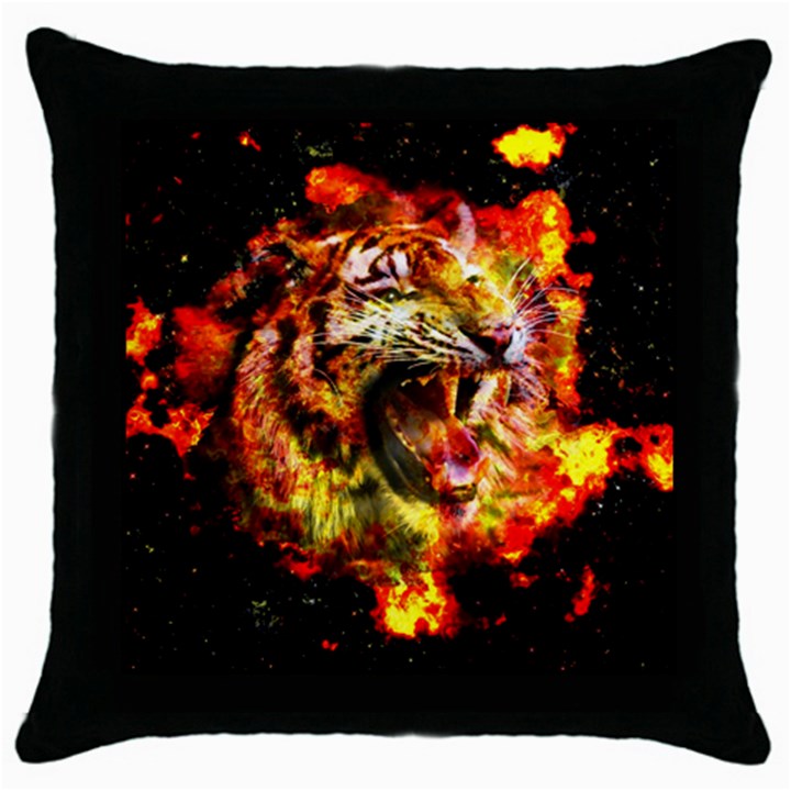 Fire tiger Throw Pillow Case (Black)