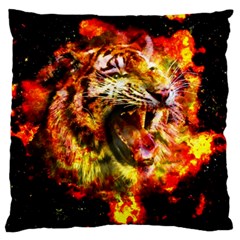 Fire Tiger Large Cushion Case (two Sides) by stockimagefolio1