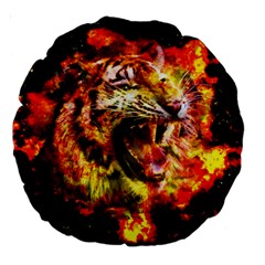 Fire Tiger Large 18  Premium Round Cushions by stockimagefolio1