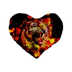 Fire Tiger Standard 16  Premium Heart Shape Cushions by stockimagefolio1