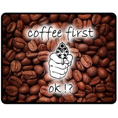 Coffee First, Ok Double Sided Fleece Blanket (medium)  by stockimagefolio1