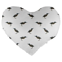 Exotic Birds Motif Pattern Large 19  Premium Flano Heart Shape Cushions