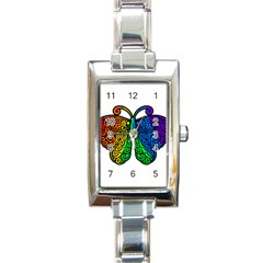 Rainbow Butterfly  Rectangle Italian Charm Watch by Valentinaart