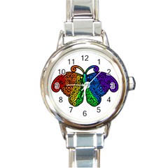 Rainbow Butterfly  Round Italian Charm Watch by Valentinaart