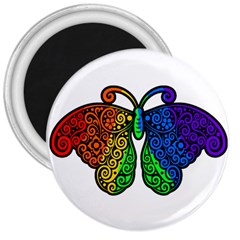 Rainbow Butterfly  3  Magnets by Valentinaart