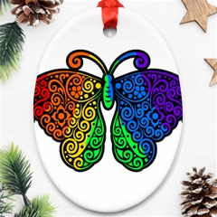 Rainbow Butterfly  Ornament (oval) by Valentinaart