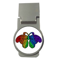 Rainbow Butterfly  Money Clips (round)  by Valentinaart