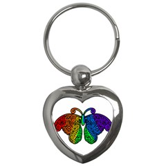 Rainbow Butterfly  Key Chains (heart)  by Valentinaart