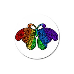 Rainbow Butterfly  Magnet 3  (round) by Valentinaart