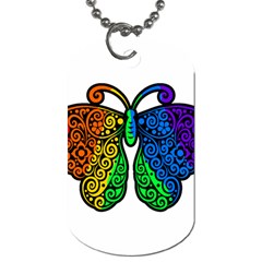 Rainbow Butterfly  Dog Tag (two Sides) by Valentinaart