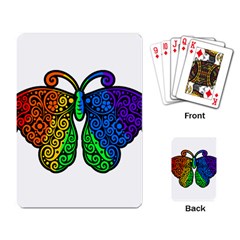 Rainbow Butterfly  Playing Card by Valentinaart