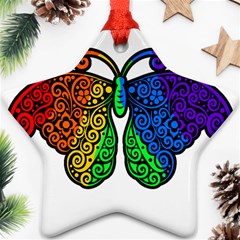 Rainbow Butterfly  Star Ornament (two Sides) by Valentinaart