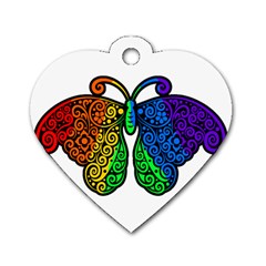 Rainbow Butterfly  Dog Tag Heart (one Side) by Valentinaart