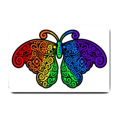 Rainbow Butterfly  Small Doormat  by Valentinaart